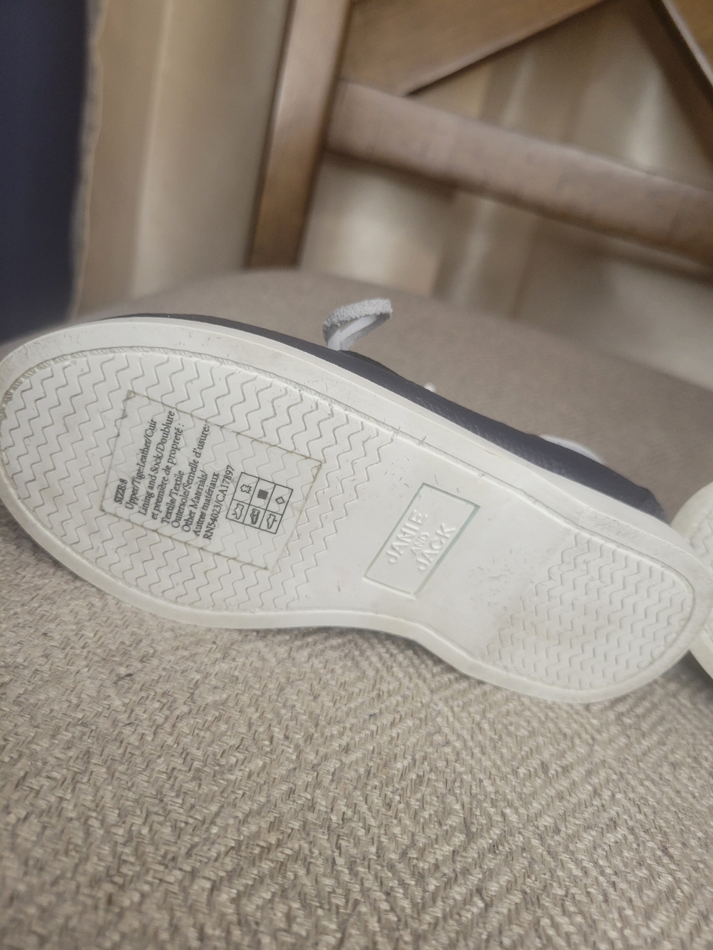 Janie And Jack Navy Blue Boat Shoes with White Laces - Picture 3 of 7